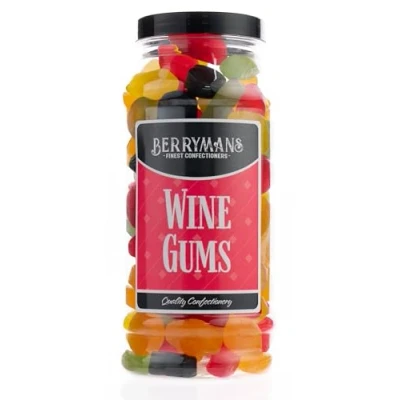 Image of Original Wine Gums Retro Sweets Gift Jar By Berrymans Sweet Shop Classic Sweets, Traditional Taste.
