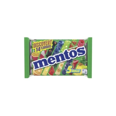 Image of Mentos Discovery Soft Chews, Fruity, Chewy Sweets With 14 Unique Flavours 5 Rolls