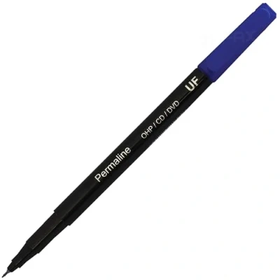 Image of SCHOOL MATE PERMANENT Fineline Marker Pens, BLUE, Ultra Fine Tip, Pack of 1, CPM01BLU, Smooth Surface Waterproof Ink, ZOFAX Black Ball Pen