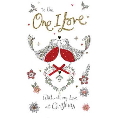 Image of Champagne One I Love Embellished Christmas Card Hand Finished Range Cards