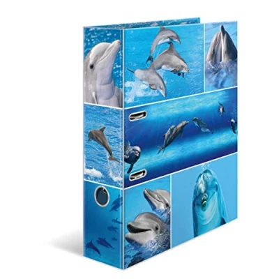 Image of HERMA Lever Arch File Animals with Dolphins Motif, A4, 70 mm Spine, Inner Print, 1 Folder
