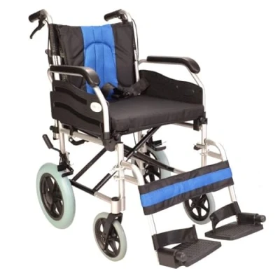 Image of Lightweight Aluminium Folding Narrow 16&quot; seat Width Transit Transfer Attendant Wheelchair ECTR02 16
