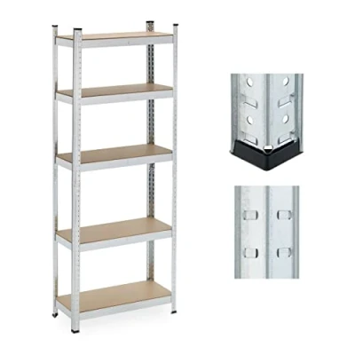 Image of Relaxdays Heavy Duty Shelving Unit, Silver, 180 x 70 30 cm