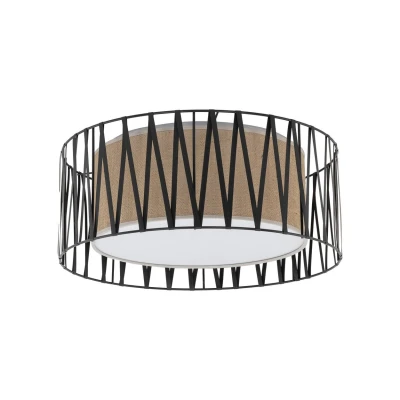 Image of TK Lighting Harmony ceiling light, black, Jute Natur, Ø 50 cm