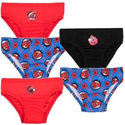 Image of Marvel Spiderman Underwear for Boys Soft 100% Cotton Briefs Pants Pack of 5 with Different Designs Aged 2/3 Blue