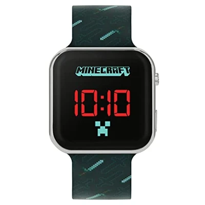 Image of Minecraft Boy&#039;s Digital Quartz Watch with Silicone Strap MIN4097