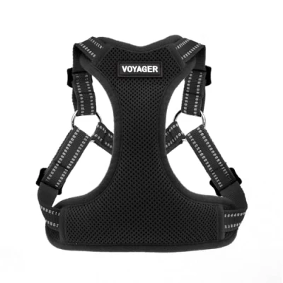 Image of Best Pet Supplies Voyager Adjustable Dog Vest Harness Breathable No Pull for Small, Medium, Large Dogs, Heavy Duty Walking, Jogging, Easy Step in, Reflective Stripes (Black), S
