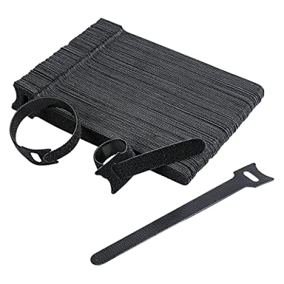 Image of Amazon Basics Adjustable Cable Straps, Ties, Cord Organiser, 100 Count, Black