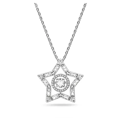 Image of Swarovski Star Necklace, White Dancing Stones in a Rhodium Plated Setting, from the Stella Collection