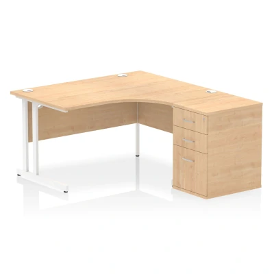 Image of Impulse 1400 RH Crescent Desk Cantilever Maple/White 600 High Ped