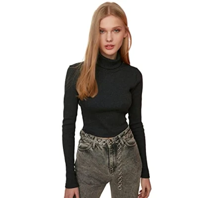 Image of Trendyol Women Fitted Basic Turtleneck Knit Blouse