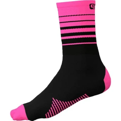 Image of Alé Cycling Unisex One 16cm Socks, Black/Pink, Medium (EU 40 43)