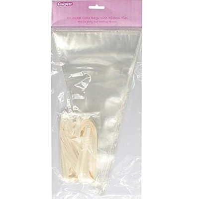 Image of Culpitt Clear Sweet Cone bags with ties 50 piece Wedding and Party Favour