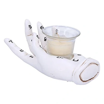 Image of Nemesis Now Palmist&#039;s Prediction White Chiromancy Hand Candle Holder, 18.3cm