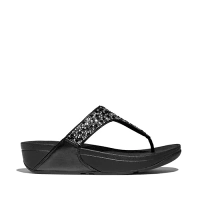 Image of Fitflop Women&#039;s LULU Crystal Mix Toe Post Sandals, Black, 3 UK