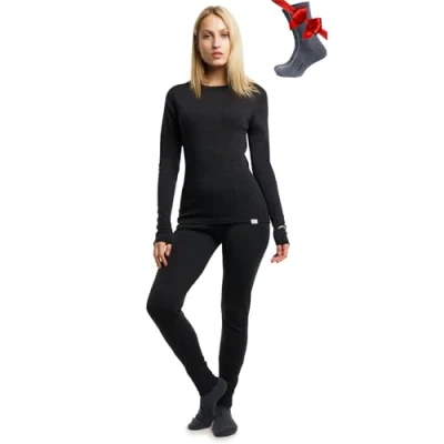 Image of Merino.tech Merino Wool Base Layer Womens Set Thermal Underwear Top and Bottom Lightweight, Midweight, Heavyweight (Small, 250 Charcoal Grey)