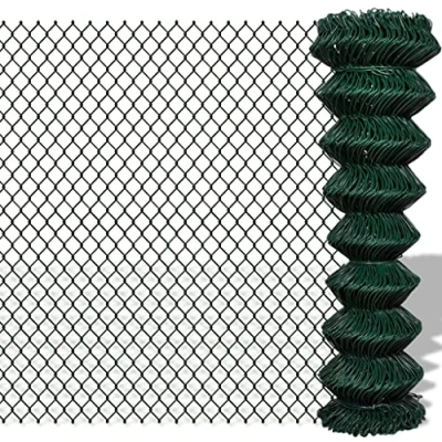 Image of vidaXL Green PVC Coated Steel Chain Link Fence 1.5x25m UV Resistant Wire Mesh Panel for Garden/Patio Fencing