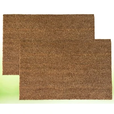 Image of Natural Coco &amp; Coir Door Mat Indoor Outdoor Eco Friendly Premium Quality Non Slip Entrance Welcome Front Doormat Latex Backed Removes Grass, Mud Dirt 40x60cm (2)