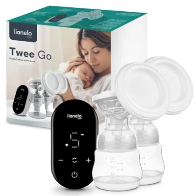 Image of LIONELO TWEE GO Electric Double Breast Pump with Two Phase Pumping Technology, Portable and Compact, 9 Suction Levels, 5 Massage Extremely Quiet Operation