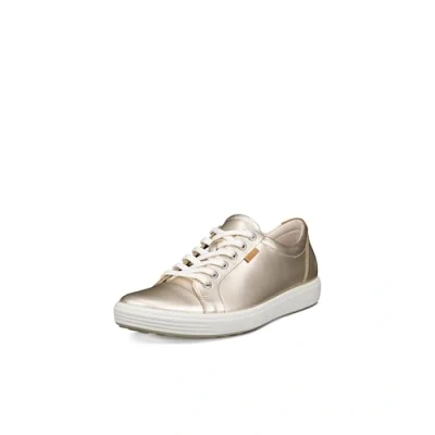 Image of ECCO SOFT 7 Trainers, Women&#039;s, Size: 5 5.5, Gold coloured/white Leather