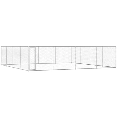 Image of vidaXL Outdoor Dog Kennel Galvanised Steel 760x760x185 cm