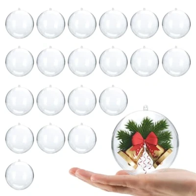 Image of iwiio 20Pcs Clear Baubles to Fill, Plastic for Craft, DIY Make Your Own Baubles, Christmas Craft Xmas Tree Decor Balls, Party Decorations (5cm)