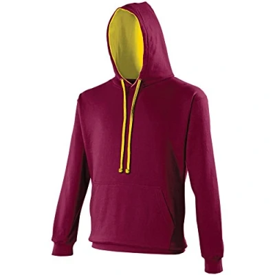 Image of AWDis Men&#039;s Varsity Hoodie, Multicoloured (Burgundy/Charcoal), XXX Large