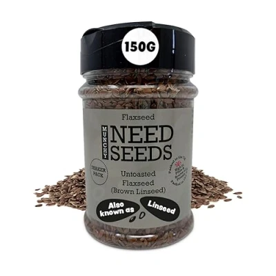 Image of Flax Seeds 150g Shaker High in Omega 3 &amp; Fiber Supports Digestion Heart Health Vegan Gluten Free Easy to Sprinkle on Smoothies, Oatmeal Salads Munchy Seeds, Need