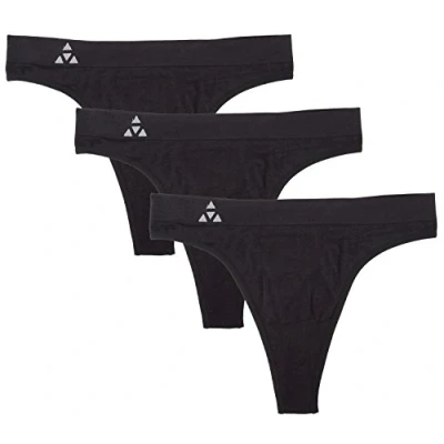 Image of Balanced Tech Women&#039;s Seamless Thong Panties 3 Pack Black Small