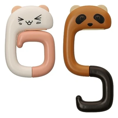 Image of kwmobile Handbag Hooks for Tables (Set of 2) Cute Portable Hanger Hook Holders Bag Purse Pattern 2 Red/White/Pink