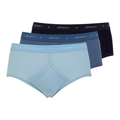 Image of Jockey UK Classic Cotton Rib Y Front Brief 3 Pack in Indigo Mix, Size 36