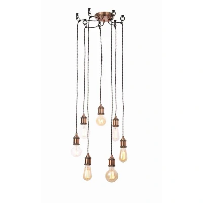 Image of Padua 7 Light Cluster Pendant Ceiling Antique Copper, Black