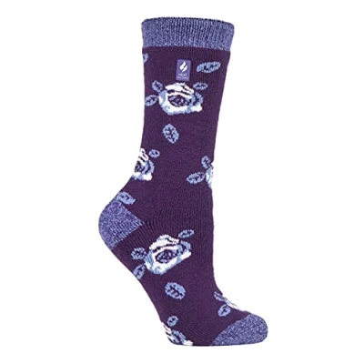 Image of HEAT HOLDERS Lite Womens Insulated Thermal Socks Multiple Designs Including Argyle Stripes Hearts Stars Warm for Winter (4 7, Plum (Rome))