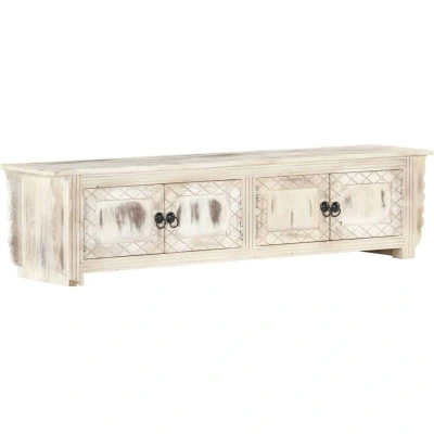 Image of vidaXL TV Cabinet White 140x30x35 cm Solid Mango Wood