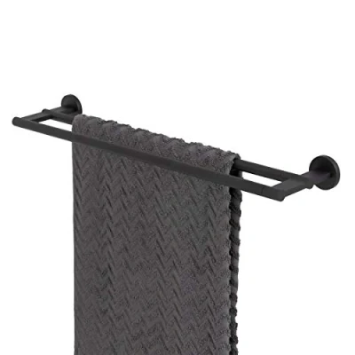 Image of Tiger Noon Towel Rail Double, Black, 59.9 x 4.9 12.4 cm