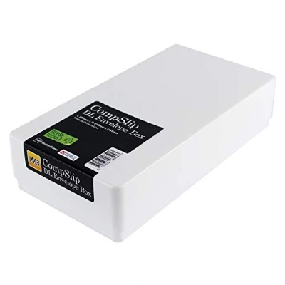 Image of WestonBoxes Compliment Slip and DL Envelope Plastic orthodontic Storage Box (White, Pack of 10)