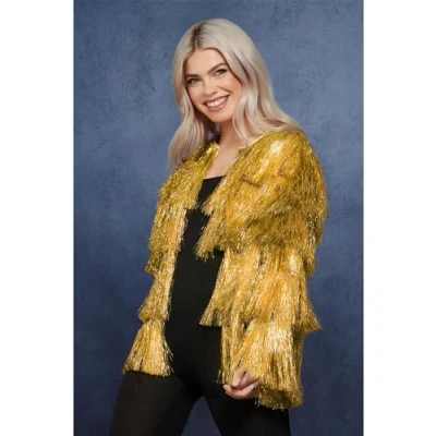 Image of Smiffys Fever Tinsel Festival Jacket, Gold, Fancy Dress, Dress Up Accessories