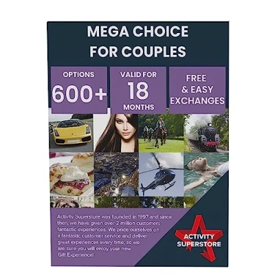 Image of Activity Superstore Mega Choice for Couples Gift Experience Voucher, Choose from 600+ Activities, Breaks, Driving, Spa, Food &amp; Drink, Gifts, Birthday Gifts