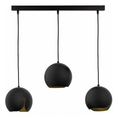 Image of Malaga Bar Pendant Ceiling Light Black, 60cm, 3x E27