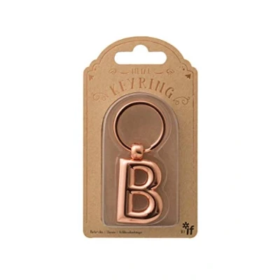 Image of IF Metal Letter Keyring Personalised Alphabet Letters Rose Gold B