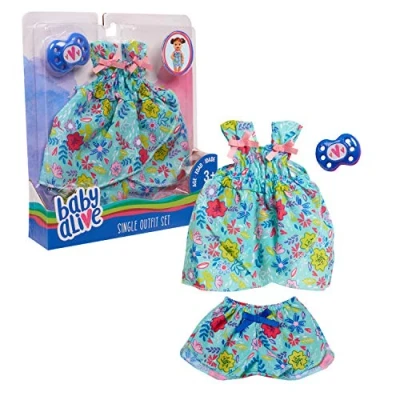 Image of Baby Alive Single Outfit Set for Dolls (Doll Sold Separately), Teal and Floral Print Blouse Play Pacifier, Kids Toys Ages 3 Up by Just