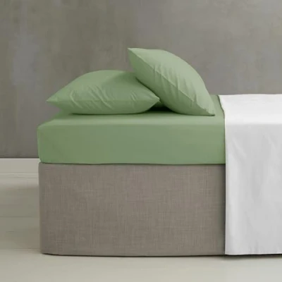 Image of Catherine Lansfield Easy Iron Percale Combed Single Fitted Sheet Sage Green