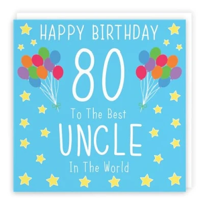 Image of Hunts England Uncle 80th Birthday Card Happy 80 To The Best In World Iconic Collection