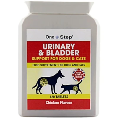 Image of One Step: Urinary &amp; Bladder Supplement for Dogs Cats, 120 Tablets, Supports A Healthy Tract, Chicken Flavoured