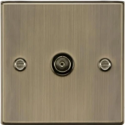 Image of KnightsBridge TV Outlet (non isolated) Square Edge Antique Brass