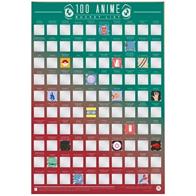 Image of Gift Republic 100 Anime Classic Bucket List Scratch Off Movie Wall Art Poster, multi, 24 x 16 inches