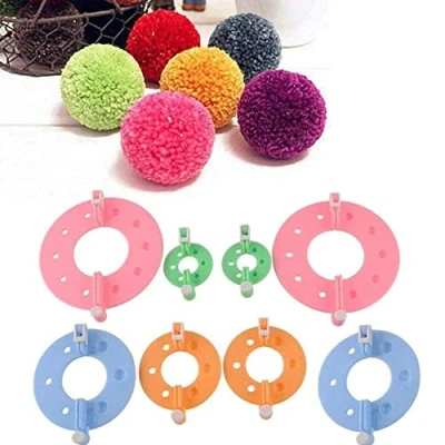 Image of 8 Pcs Fluff Ball Weaver Wool Maker Knitted Tools Gloves Pom Supplies Knitting Y9n2 Set Scarf Machines Hook Pompom Plastic Loom,Mending Maker,hat for Nee