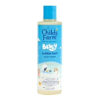 Image of Childs Farm Kids Bluey Bubble Bath, Berry Gently Cleanses &amp; Soothes Suitable for Dry, Sensitive Eczema Prone Skin, 250ml