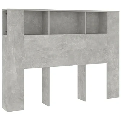 Image of vidaXL Headboard Cabinet Home Bedroom Furniture Accessory Wall Bed Bookcase Backboard Concrete Grey 140x18.5x104.5 cm