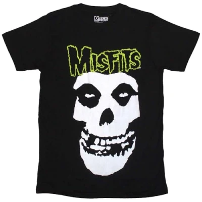 Image of Rock Off officially licensed products Misfits Skull and Band Logo T Shirt L Black